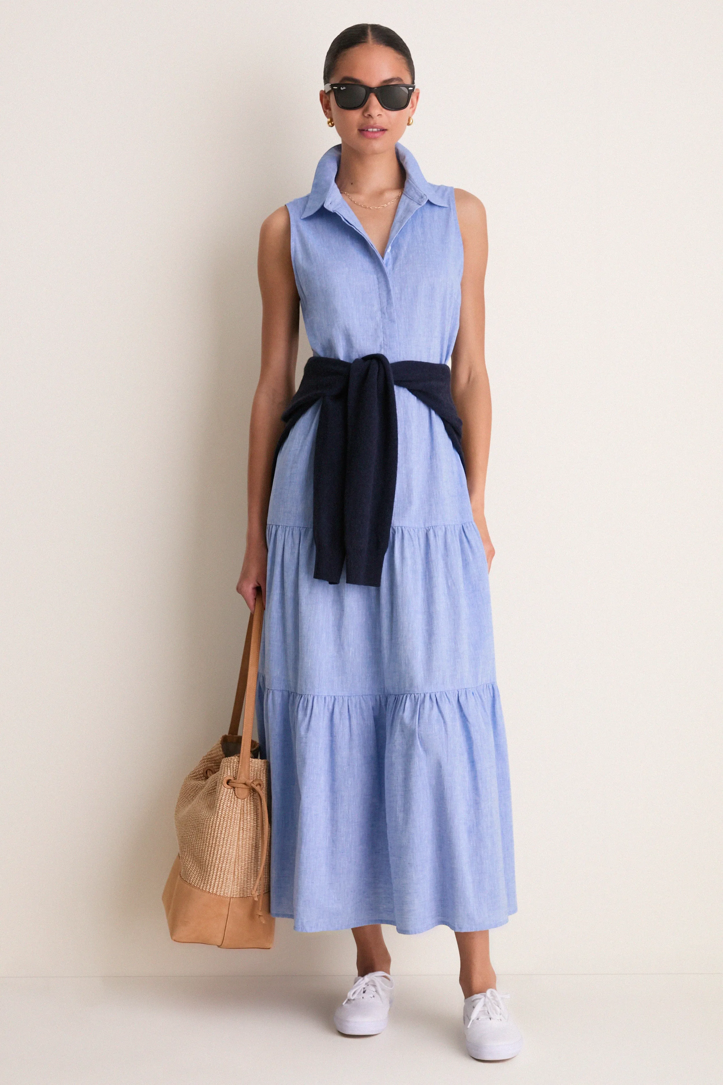 Chambray Sleeveless Mabel Maxi Dress sold by Pomander Place product image thumbnail 2