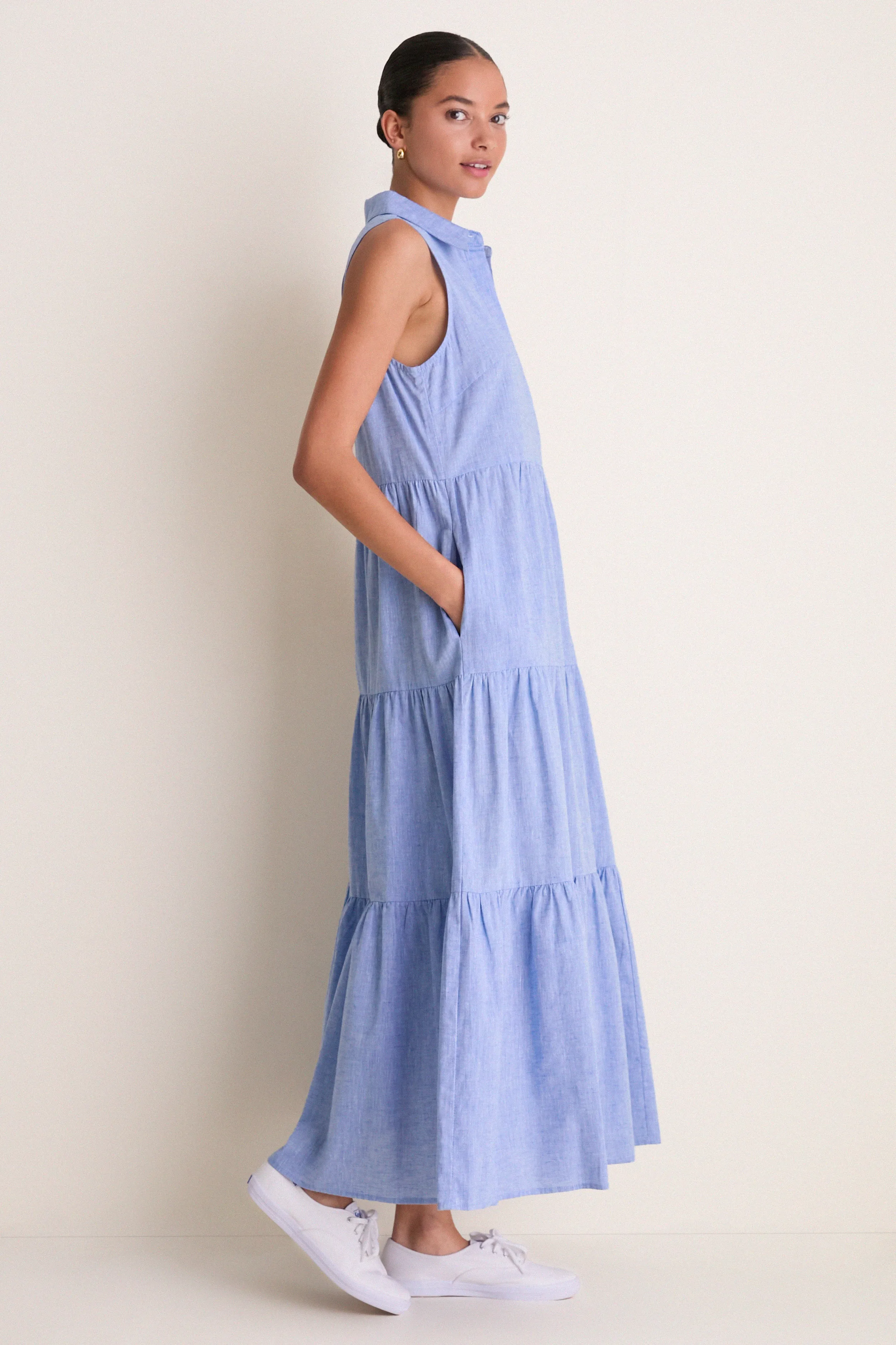 Chambray Sleeveless Mabel Maxi Dress sold by Pomander Place product image thumbnail 4