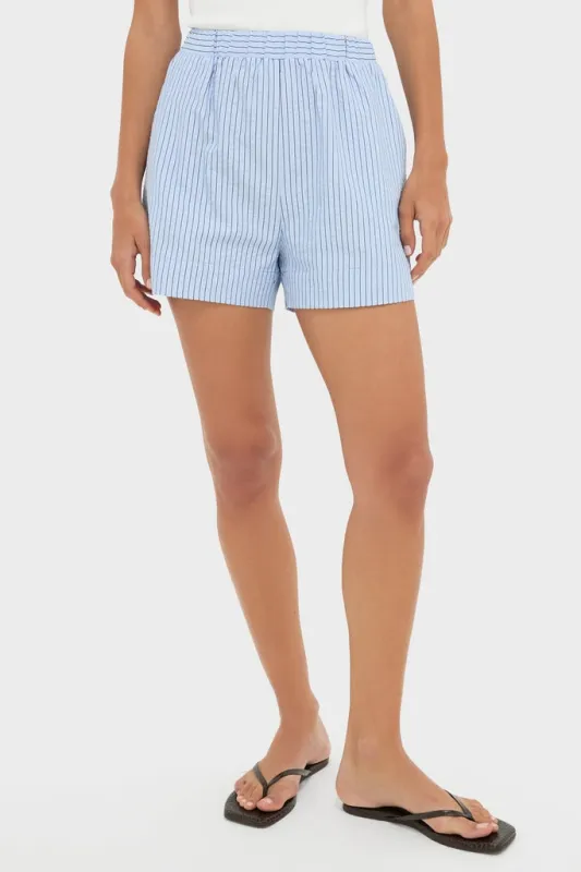 Blue Stripe Seersucker Lane Shorts made by Pomander Place