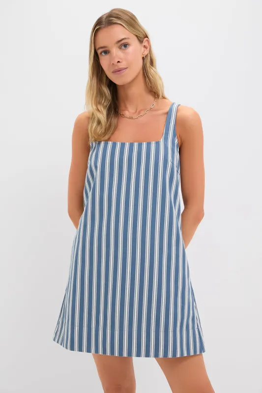 Lake Blue Stripe Cassie Dress made by Pomander Place