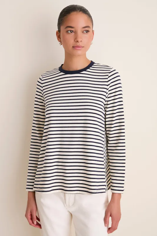 Navy Striped Knit Popover made by Pomander Place