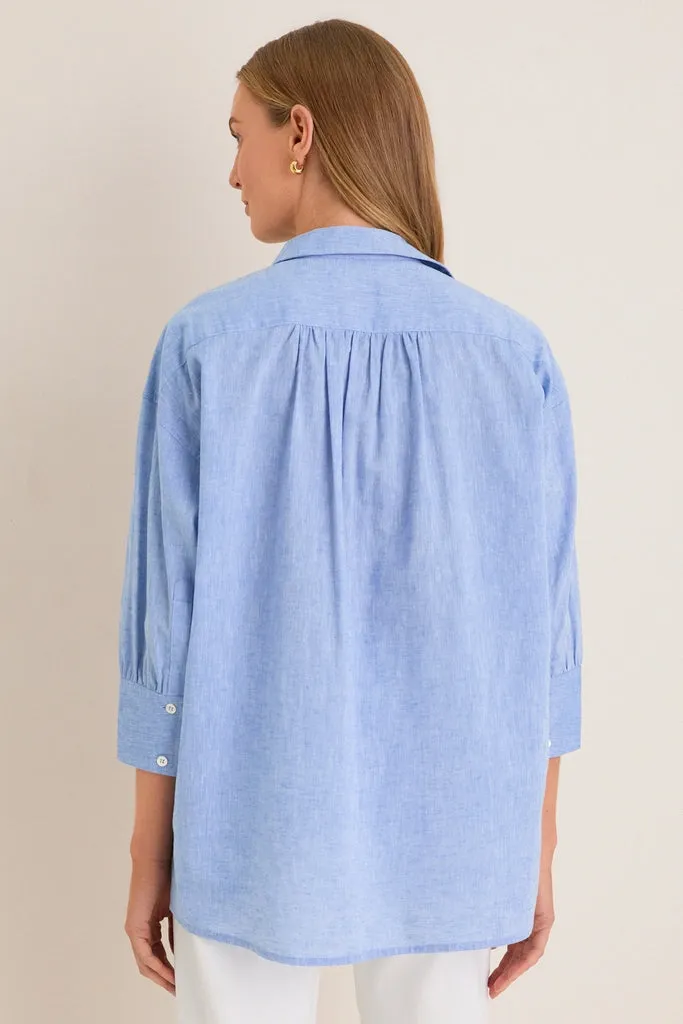 Chambray Adair Boyfriend Shirt sold by Pomander Place product image thumbnail 4