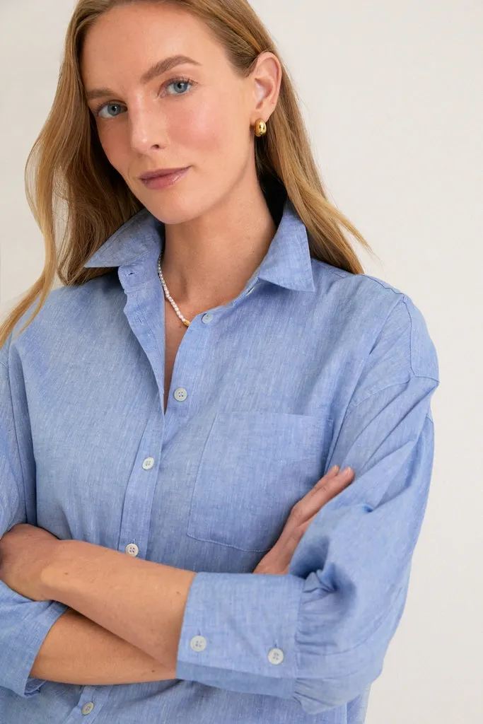 Chambray Adair Boyfriend Shirt sold by Pomander Place product image thumbnail 5