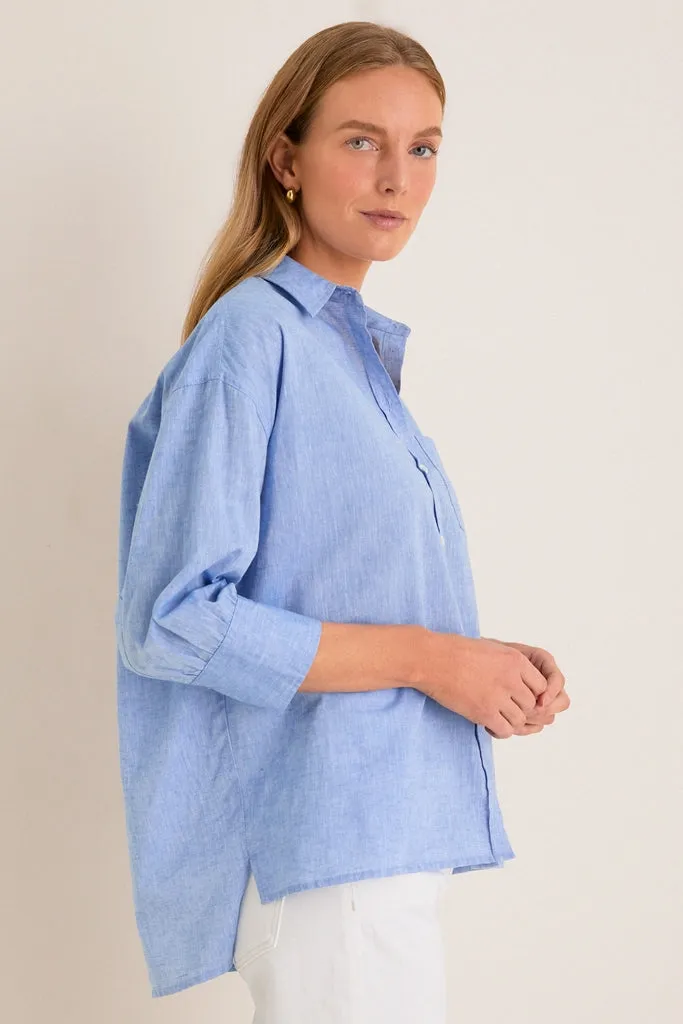 Chambray Adair Boyfriend Shirt sold by Pomander Place product image thumbnail 3