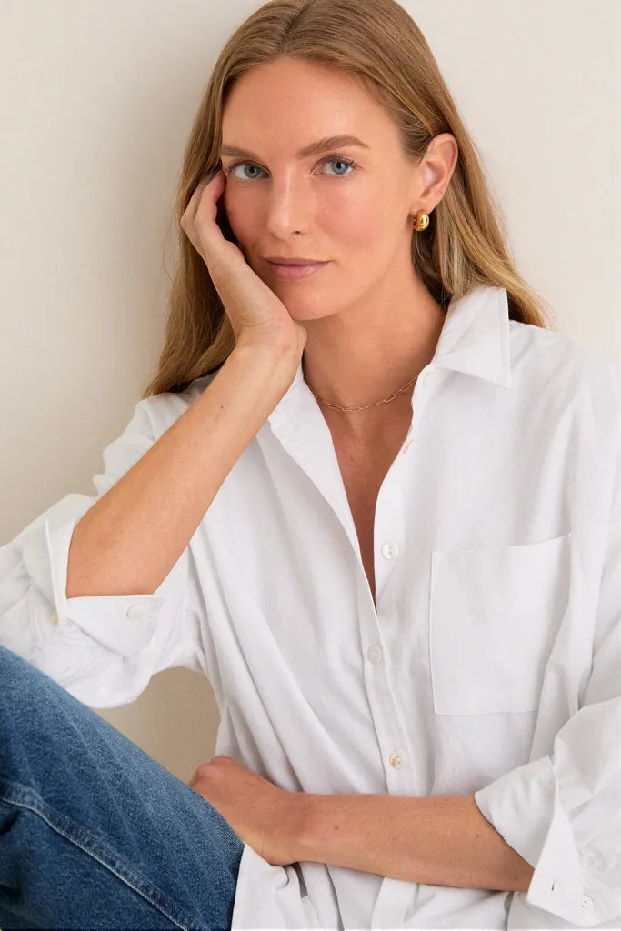 White Oxford Adair Boyfriend Shirt sold by Pomander Place product image thumbnail 5