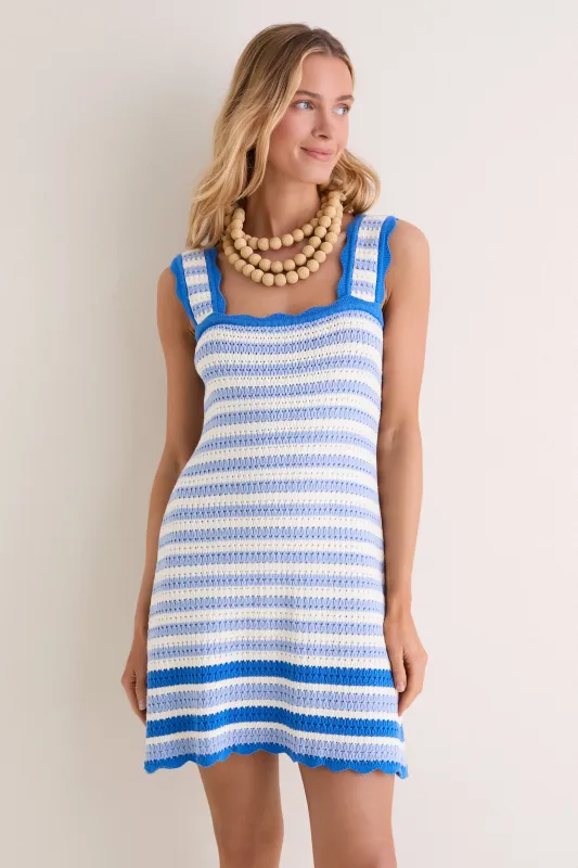 Ocean Stripe Crochet Brookside Mini Dress made by Pomander Place