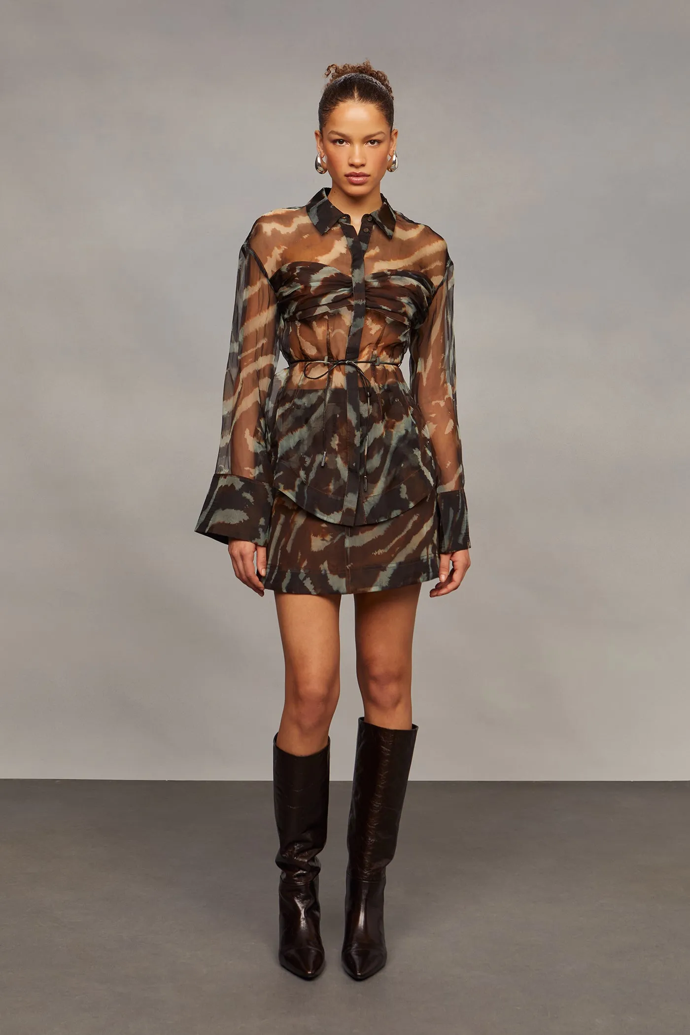 Clea Sheer Printed Silk Blouse sold by AMUR