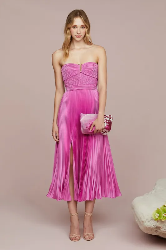 Harden Pleated Strapless Midi made by AMUR