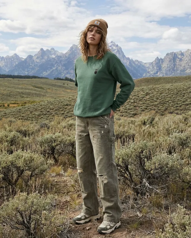 Elk Antlers, The WYldlife Fund, Moss Apparel, Crewneck Sweatshirt made by Moss Apparel