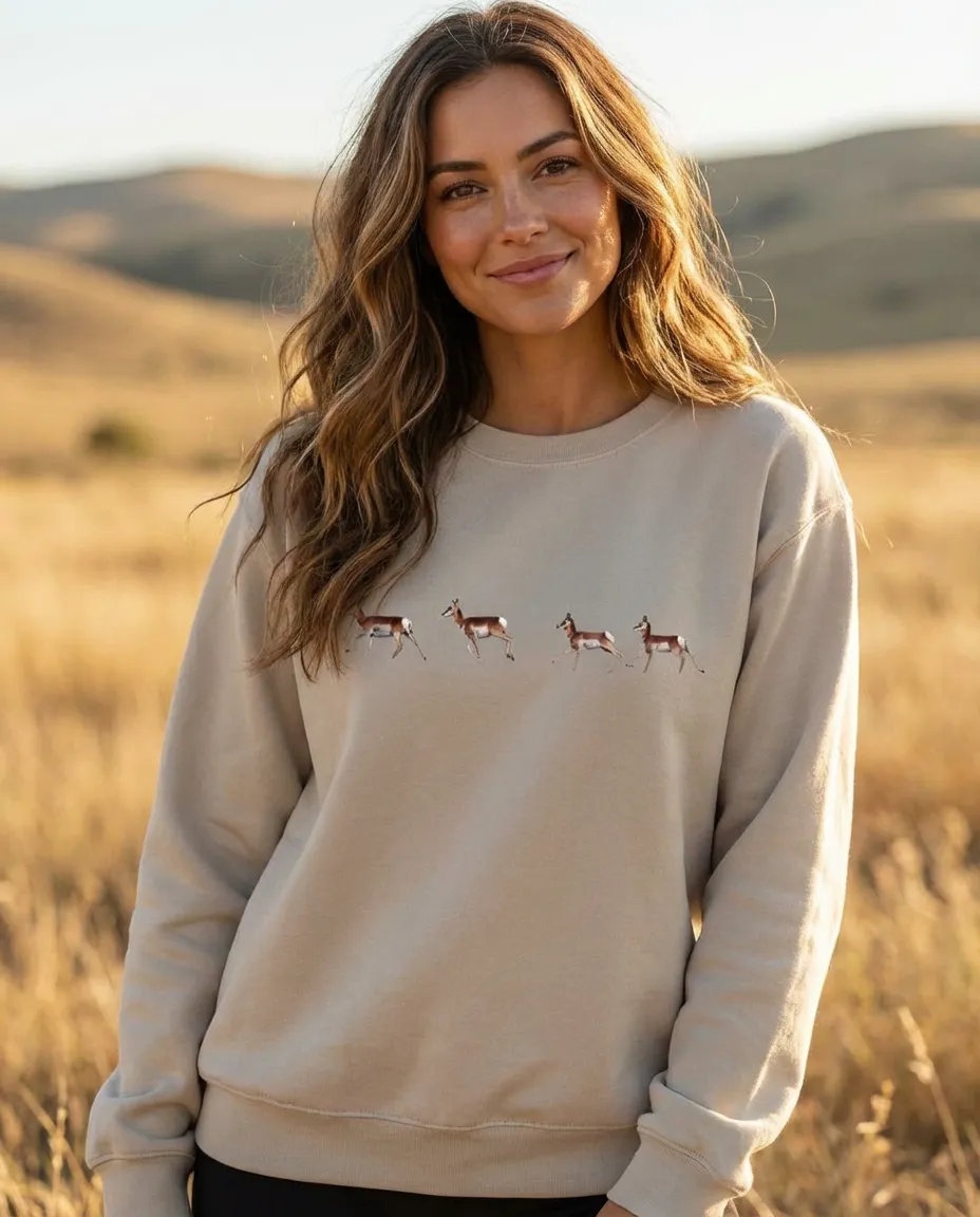 Pronghorn Run, The WYldlife Fund, Moss Apparel, Crewneck Sweatshirt sold by Moss Apparel product image thumbnail 2