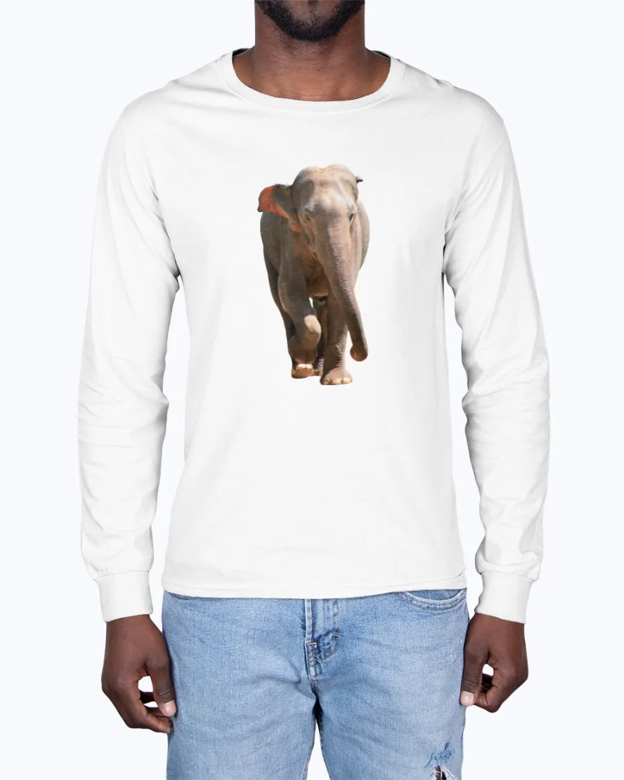 Charging Indian Elephant, Moss Apparel, Long Sleeve T-Shirt sold by Moss Apparel product image thumbnail 5