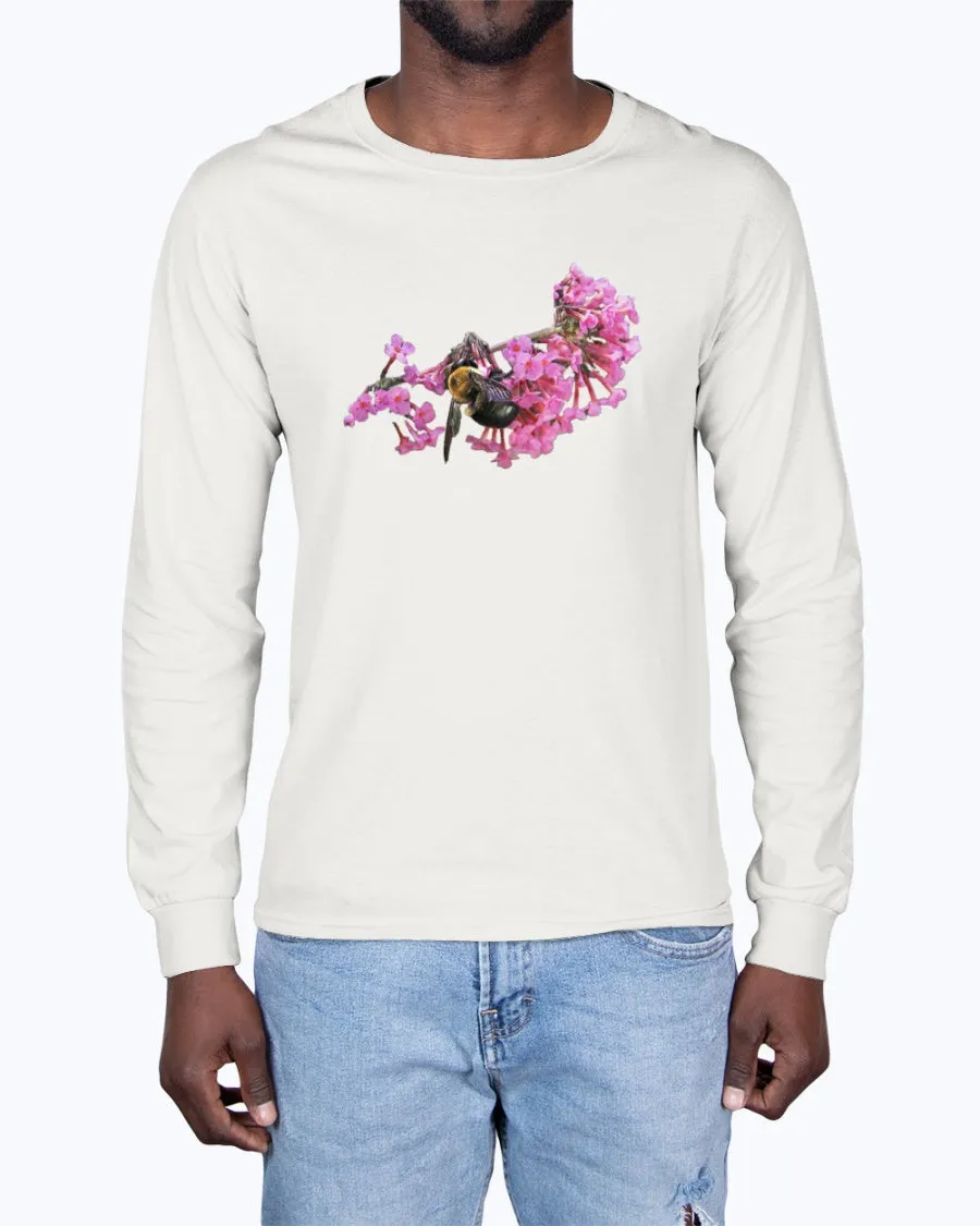 Bee and Butterfly Habitat Fund, Bee Pollinating Graphic, Moss Apparel, Long Sleeve T-Shirt sold by Moss Apparel product image thumbnail 5