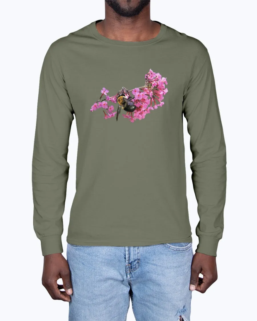 Bee and Butterfly Habitat Fund, Bee Pollinating Graphic, Moss Apparel, Long Sleeve T-Shirt sold by Moss Apparel product image thumbnail 3