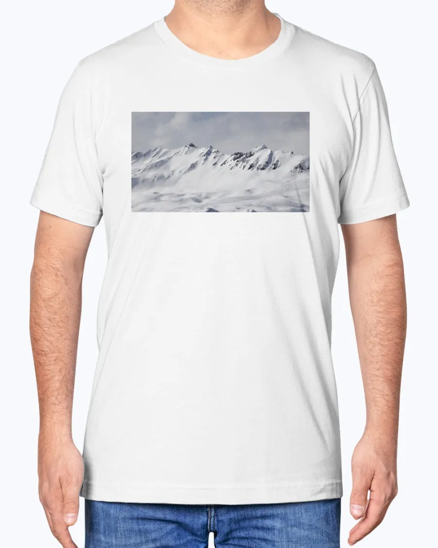 French Alps Mountain View, Skiing and Snowboarding Fan Apparel, Moss Apparel, Unisex T-Shirt sold by Moss Apparel product image thumbnail 5