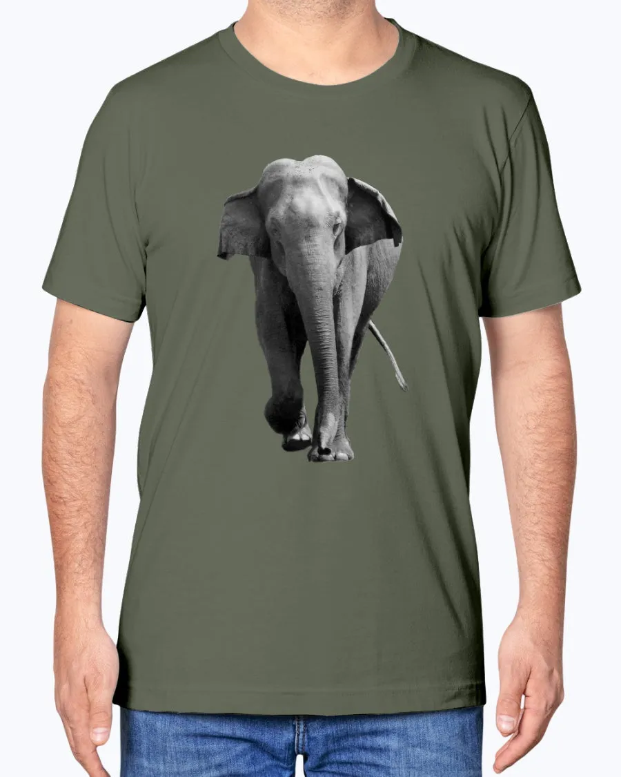Male Indian Elephant Charging in Sri Lanka, Asian Elephant, Elephant lovers wildlife fans, Moss Apparel, Unisex T-Shirt sold by Moss Apparel product image thumbnail 3
