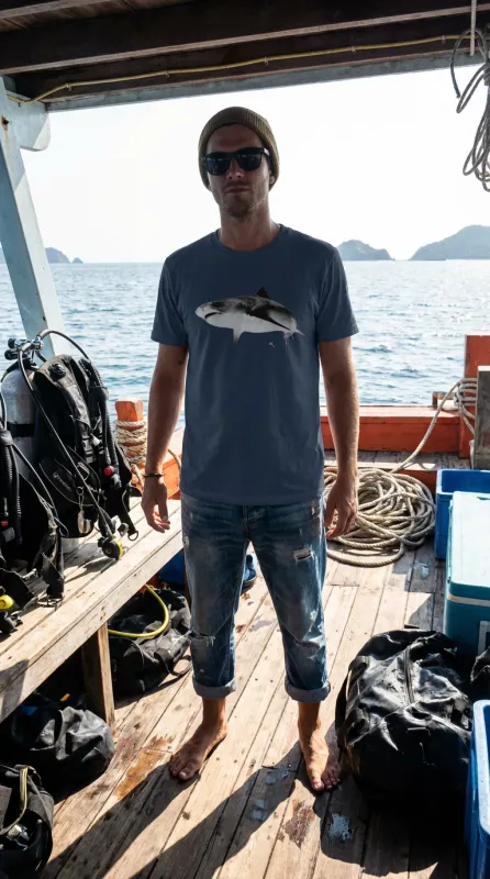 Joker the 12 ft Tiger Shark, Shark Fans, Ocean Lovers, Moss Apparel, Unisex T-Shirt made by Moss Apparel