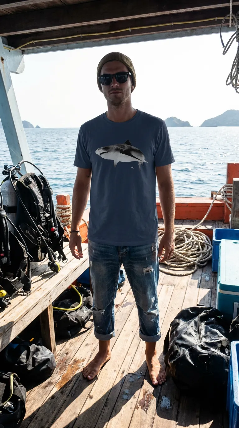 Joker the 12 ft Tiger Shark, Shark Fans, Ocean Lovers, Moss Apparel, Unisex T-Shirt sold by Moss Apparel
