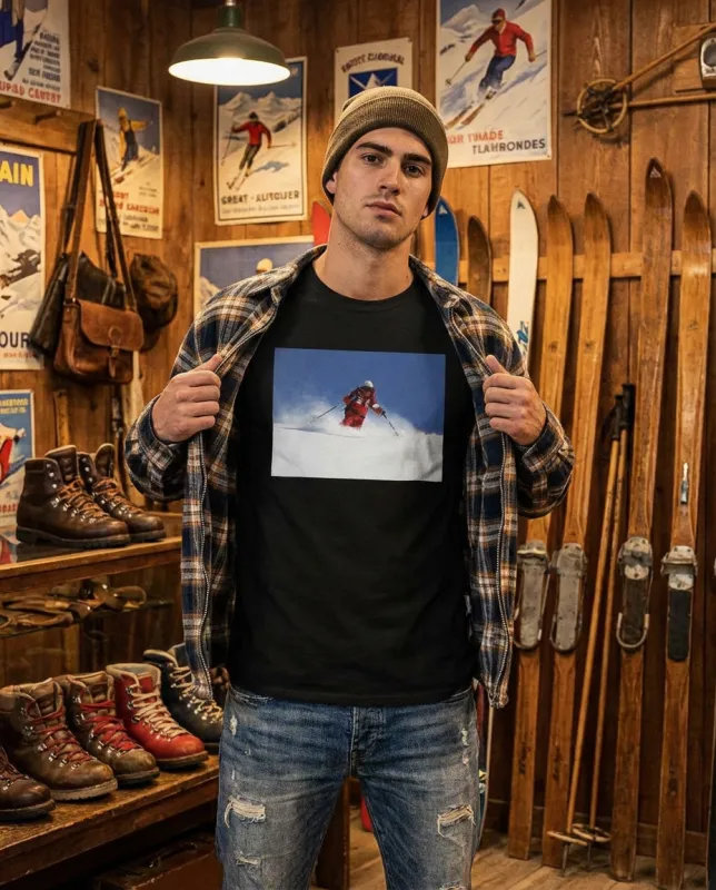 Skiing Bunny Hops, Cozy Unisex Winter Apparel, Moss Apparel, Unisex T-Shirt made by Moss Apparel