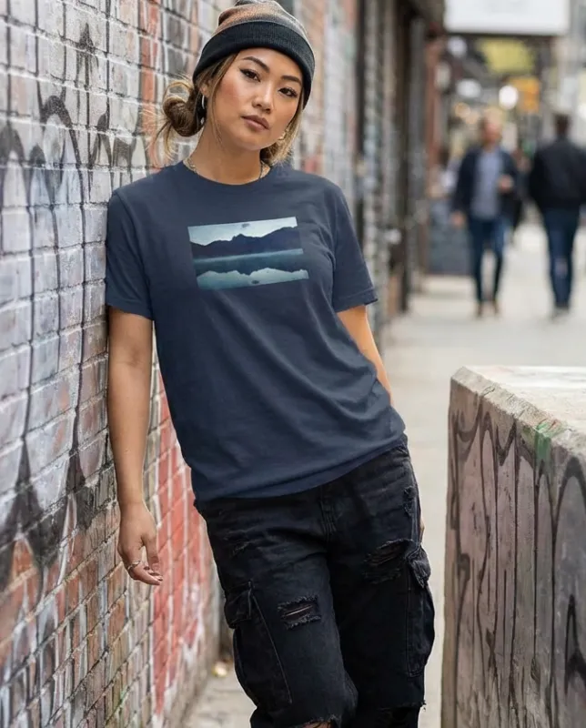 Calm Morning Sunrise, Glacier National Park, Moss Apparel, Unisex T-Shirt made by Moss Apparel