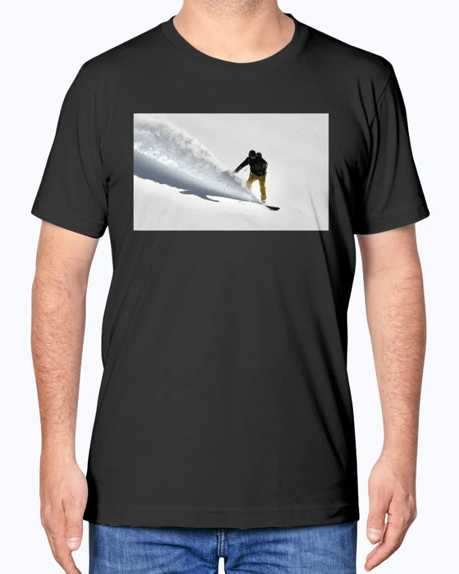 Powder Surfer, French Alps Snowboarder in the Powder, Moss Apparel, Unisex T-Shirt sold by Moss Apparel product image thumbnail 2