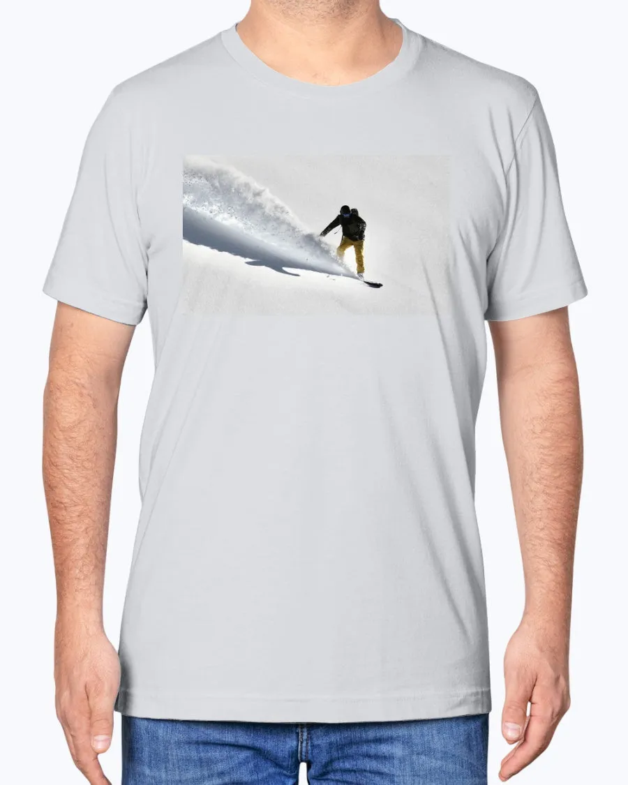 Powder Surfer, French Alps Snowboarder in the Powder, Moss Apparel, Unisex T-Shirt sold by Moss Apparel product image thumbnail 4