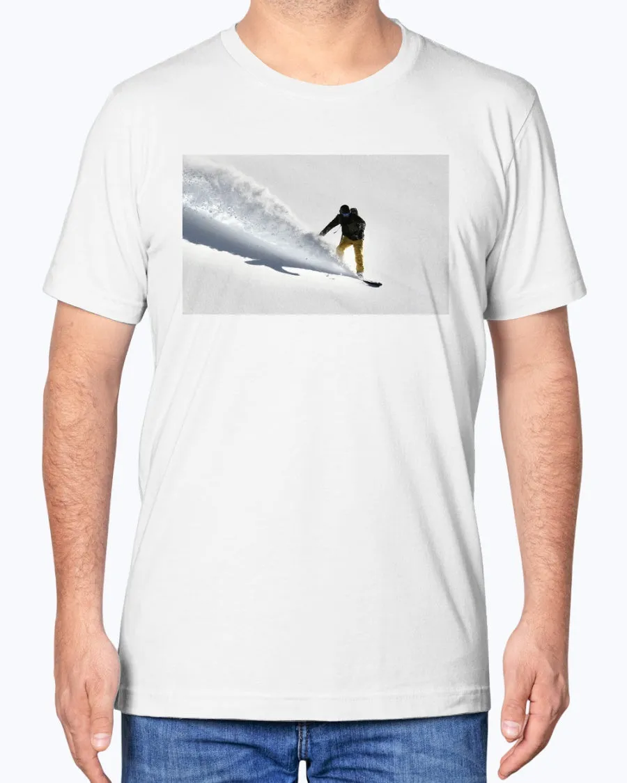 Powder Surfer, French Alps Snowboarder in the Powder, Moss Apparel, Unisex T-Shirt sold by Moss Apparel product image thumbnail 5