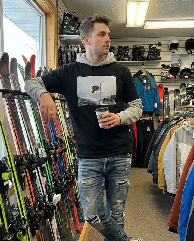 Big Air Jumper Hoodie, Extreme Sports, French Alps, Moss Apparel, Unisex T-Shirt made by Moss Apparel