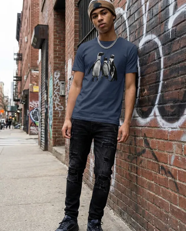 Penguin Huddle, Wildlife Conservation, Moss Apparel, Unisex T-Shirt made by Moss Apparel