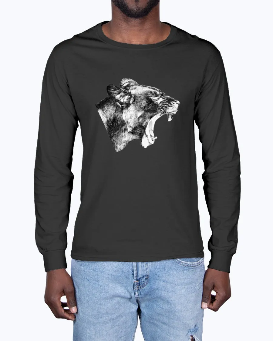 Lioness' Roar, lion lovers, wildlife fans, Moss Apparel, Unisex Long Sleeve T-Shirt sold by Moss Apparel product image thumbnail 2