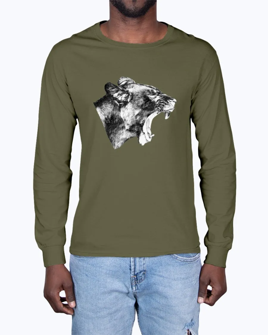 Lioness' Roar, lion lovers, wildlife fans, Moss Apparel, Unisex Long Sleeve T-Shirt sold by Moss Apparel product image thumbnail 4