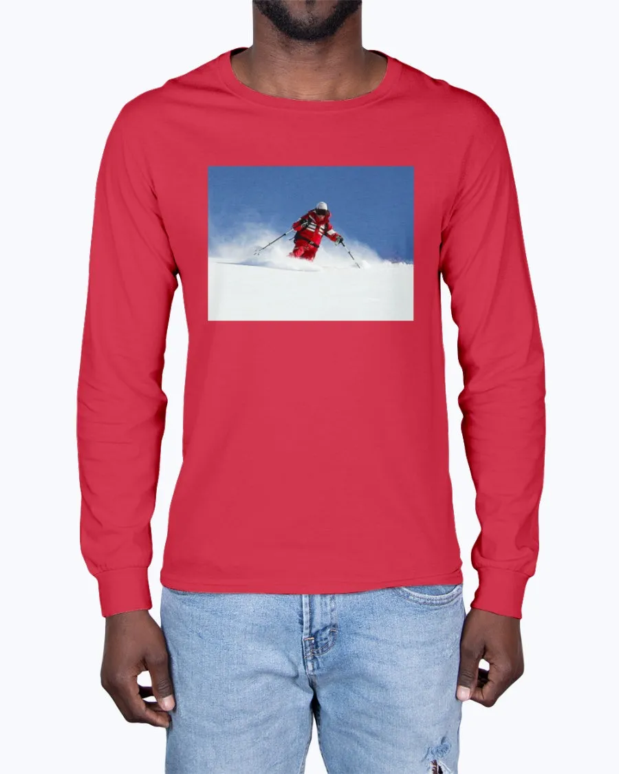 Skiing Bunny Hops, Winter Apparel, Moss Apparel, Unisex Long Sleeve T-Shirt sold by Moss Apparel product image thumbnail 2