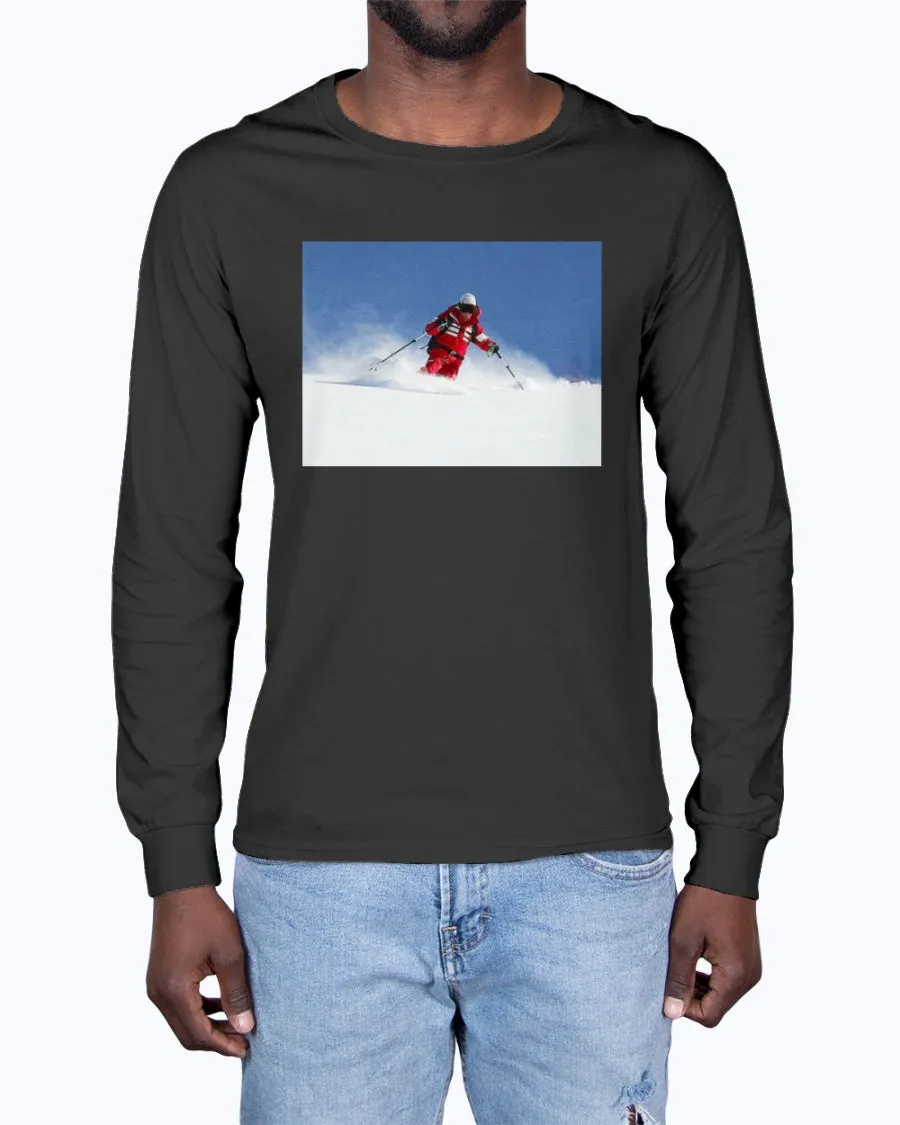 Skiing Bunny Hops, Winter Apparel, Moss Apparel, Unisex Long Sleeve T-Shirt sold by Moss Apparel product image thumbnail 4