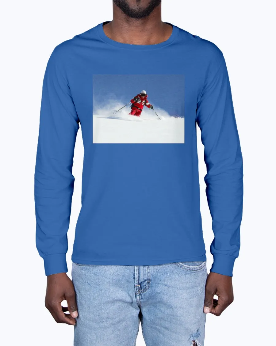 Skiing Bunny Hops, Winter Apparel, Moss Apparel, Unisex Long Sleeve T-Shirt sold by Moss Apparel product image thumbnail 3