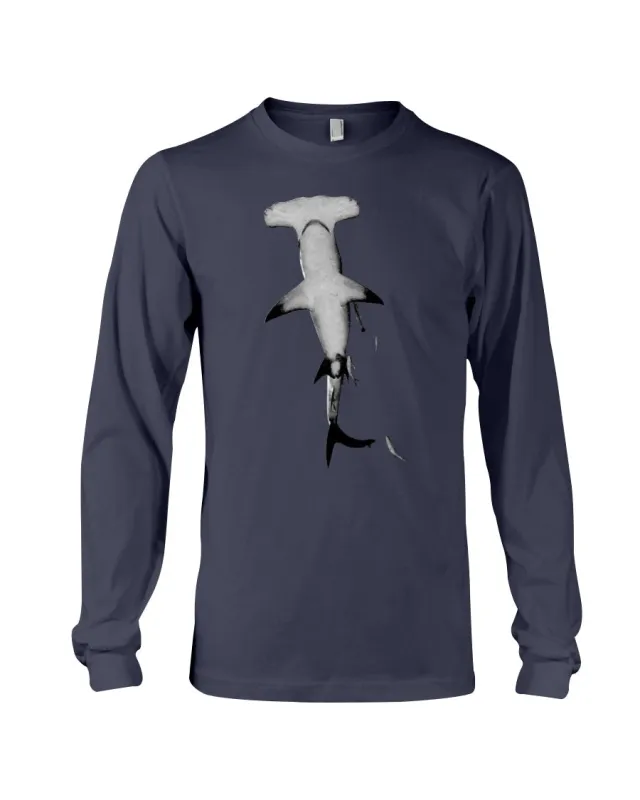 Hammerhead Overhead, shark sweater, high seas lover, Moss Apparel, Unisex Long Sleeve T-Shirt made by Moss Apparel