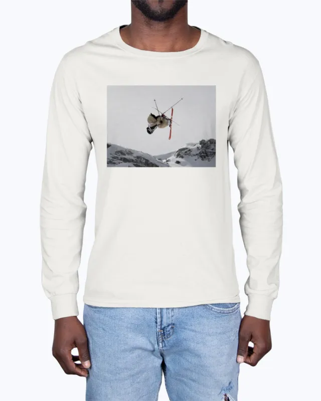 Big Air Jumper, Extreme Sports, French Alps, Moss Apparel, Unisex Long Sleeve T-Shirt made by Moss Apparel