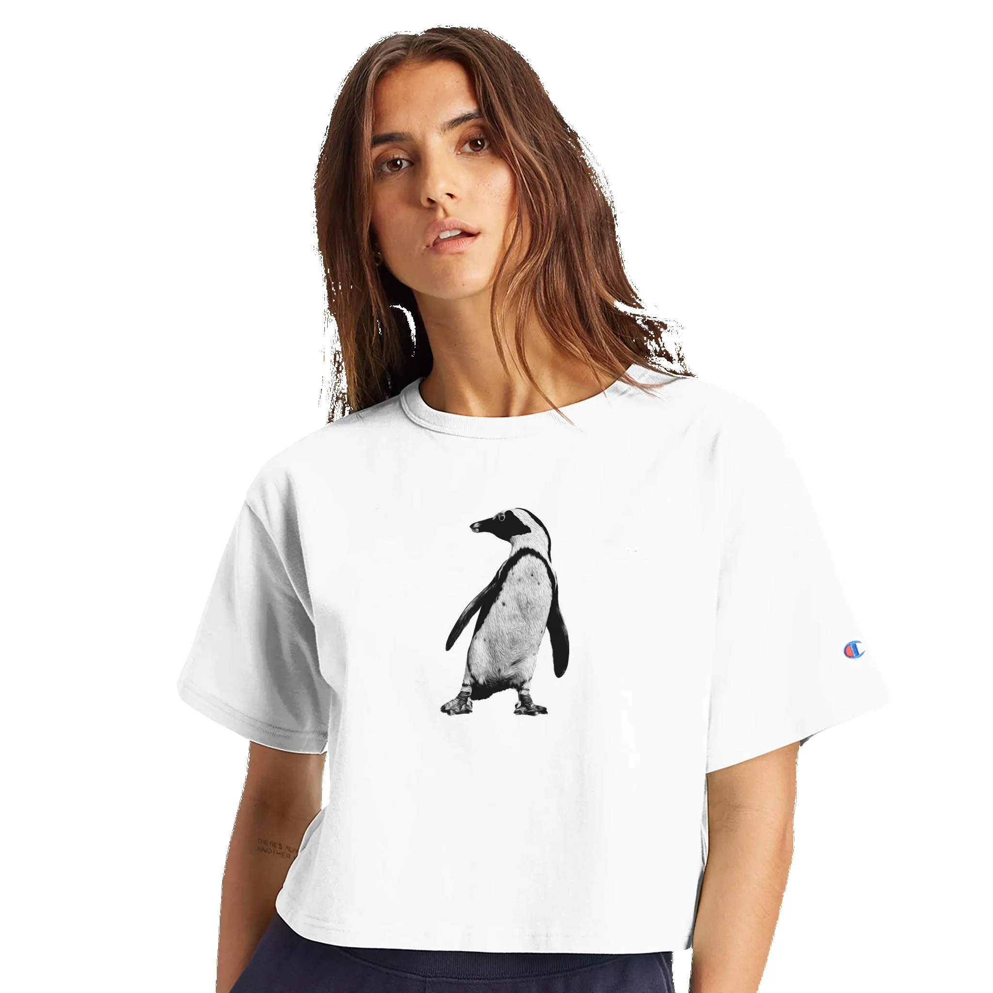 Dancing Penguin Women's Cropped Heritage Crewneck T-Shirt | Champion sold by Moss Apparel product image thumbnail 3