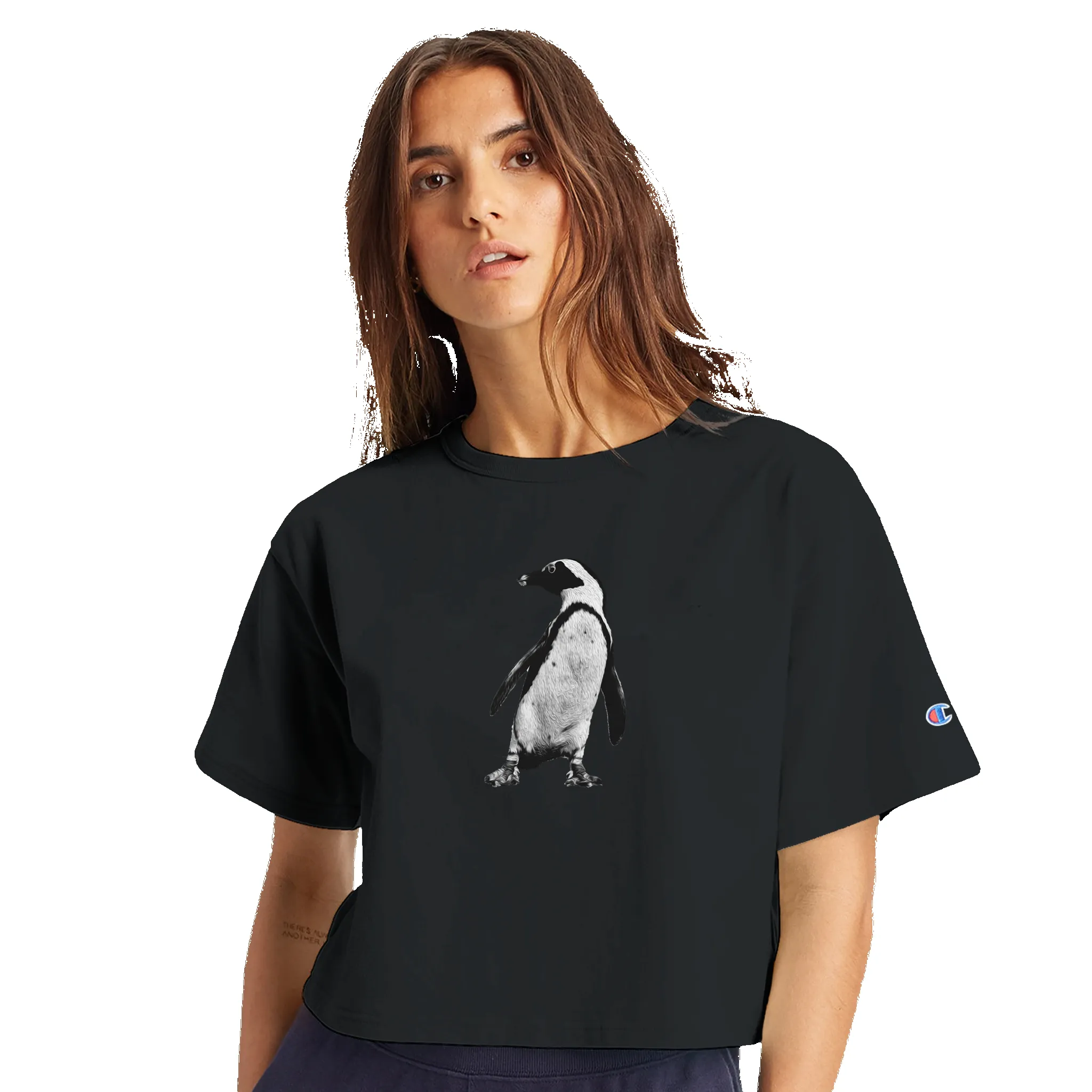 Dancing Penguin Women's Cropped Heritage Crewneck T-Shirt | Champion sold by Moss Apparel product image thumbnail 4