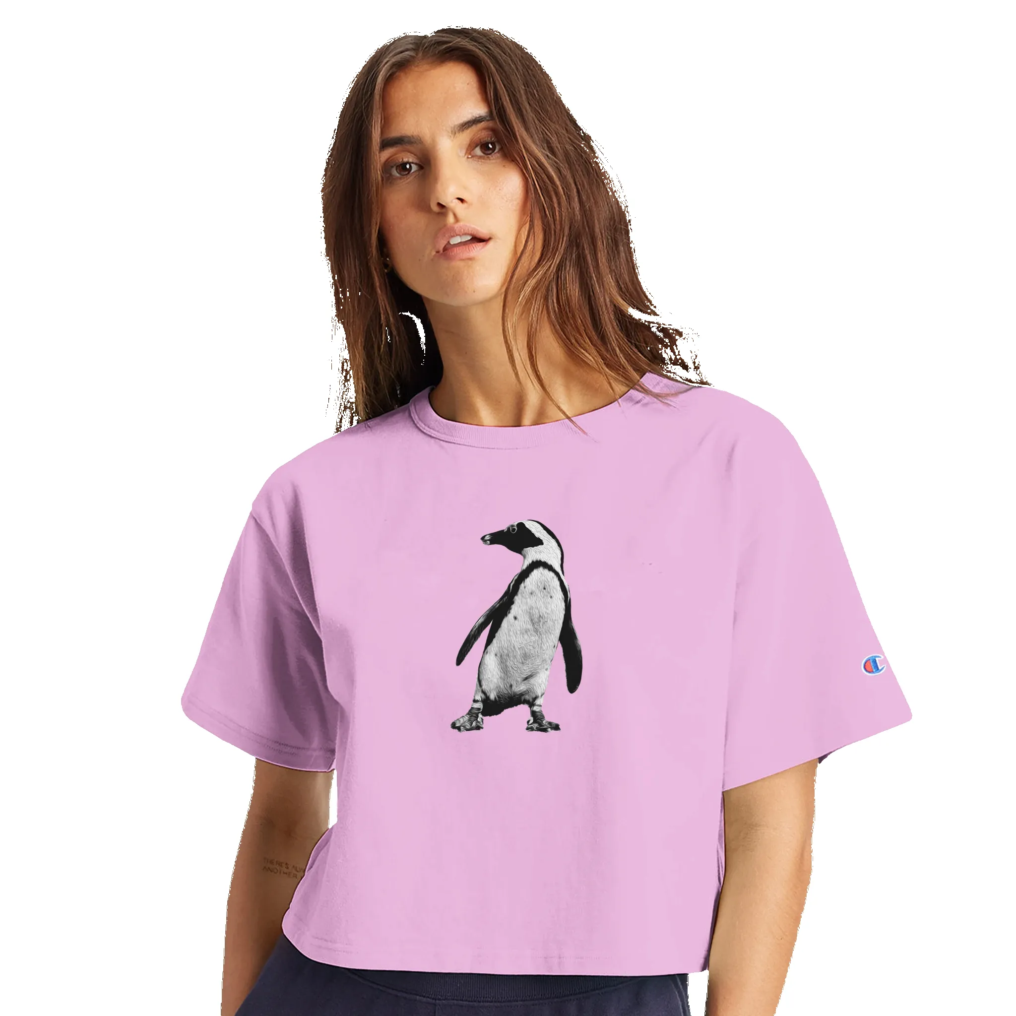 Dancing Penguin Women's Cropped Heritage Crewneck T-Shirt | Champion sold by Moss Apparel product image thumbnail 2