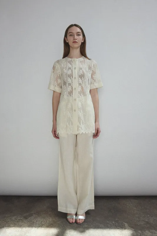 Jette Lace Tee - Cream made by Kamperett