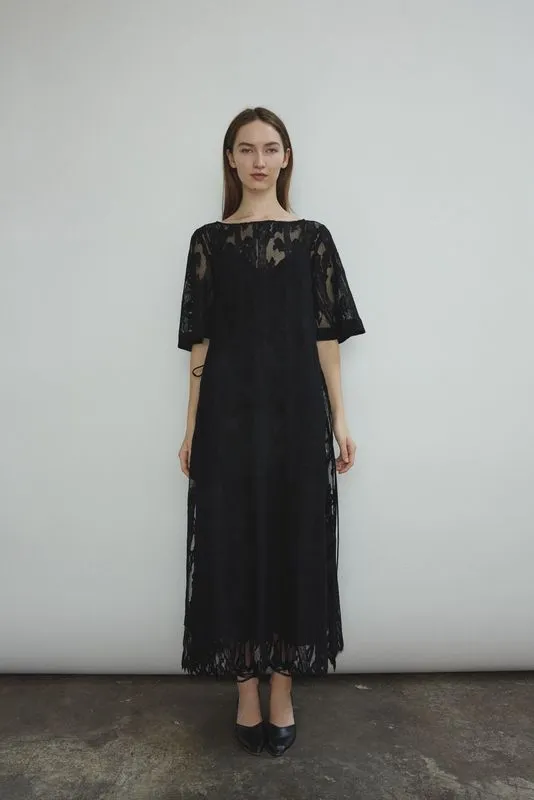 Thea Lace Sheath Dress - Black Lace made by Kamperett