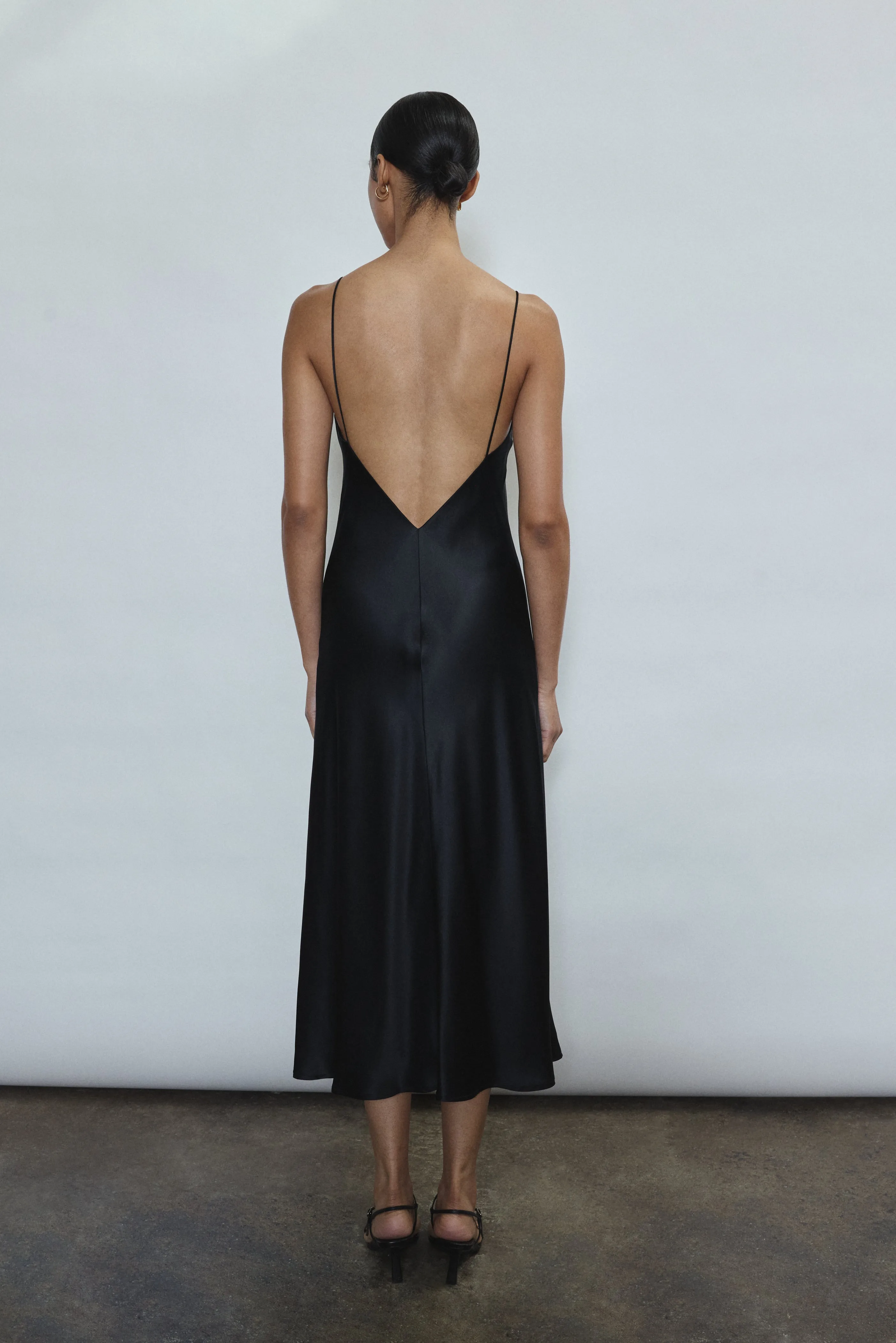 Caroline Midi Slip Dress - Black sold by Kamperett product image thumbnail 3