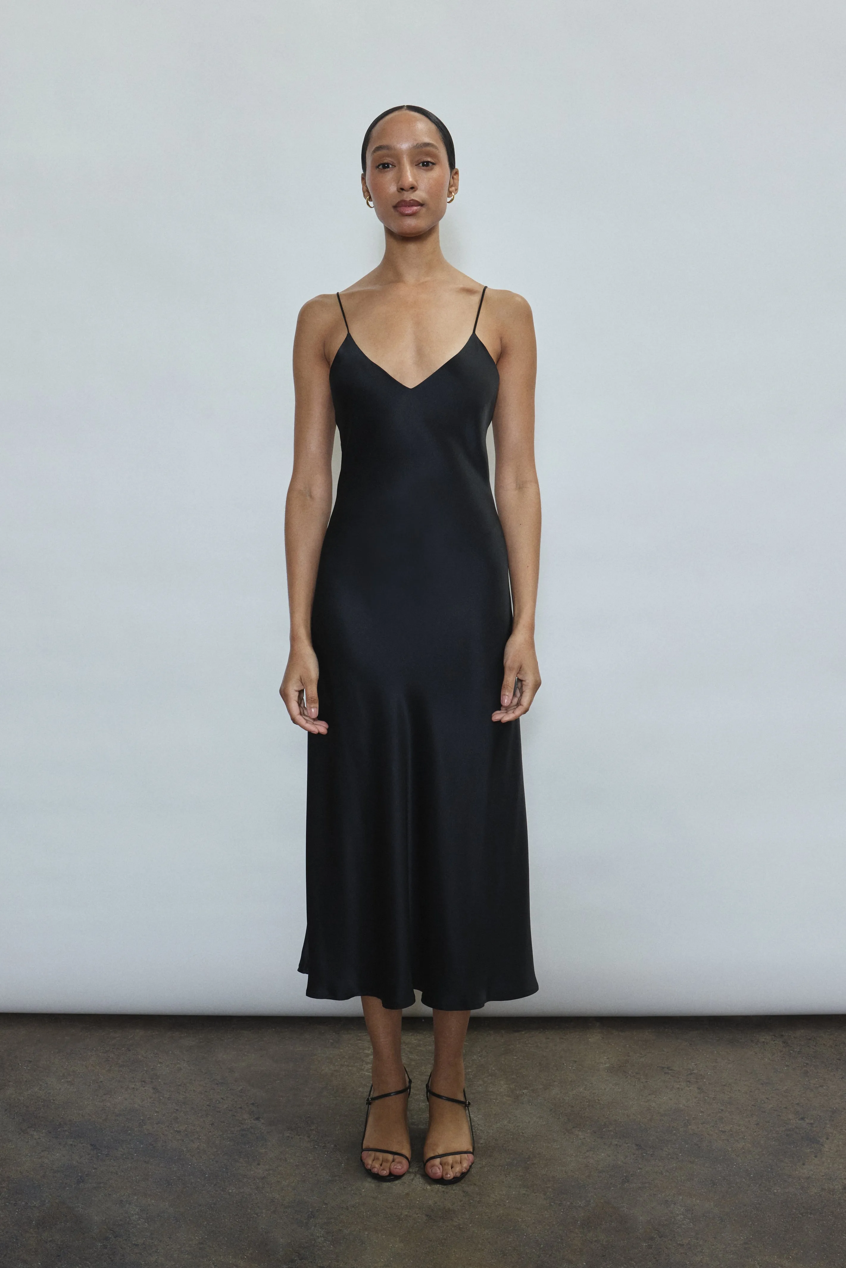 Caroline Midi Slip Dress - Black sold by Kamperett
