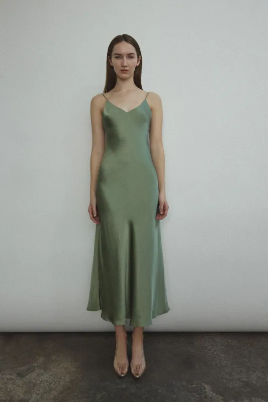 Caroline Midi Slip Dress - Jade made by Kamperett
