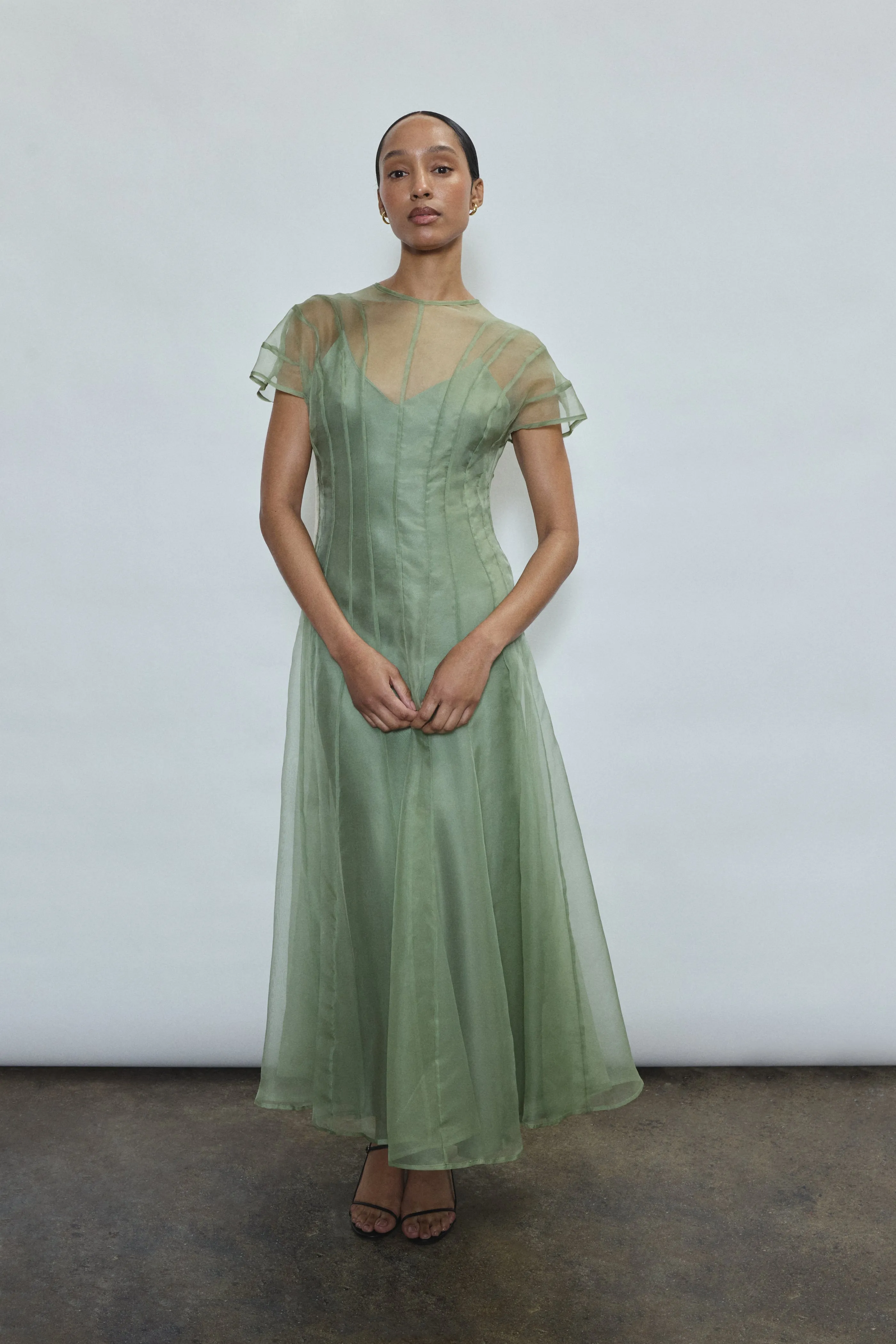 Caroline Midi Slip Dress - Jade sold by Kamperett product image thumbnail 5