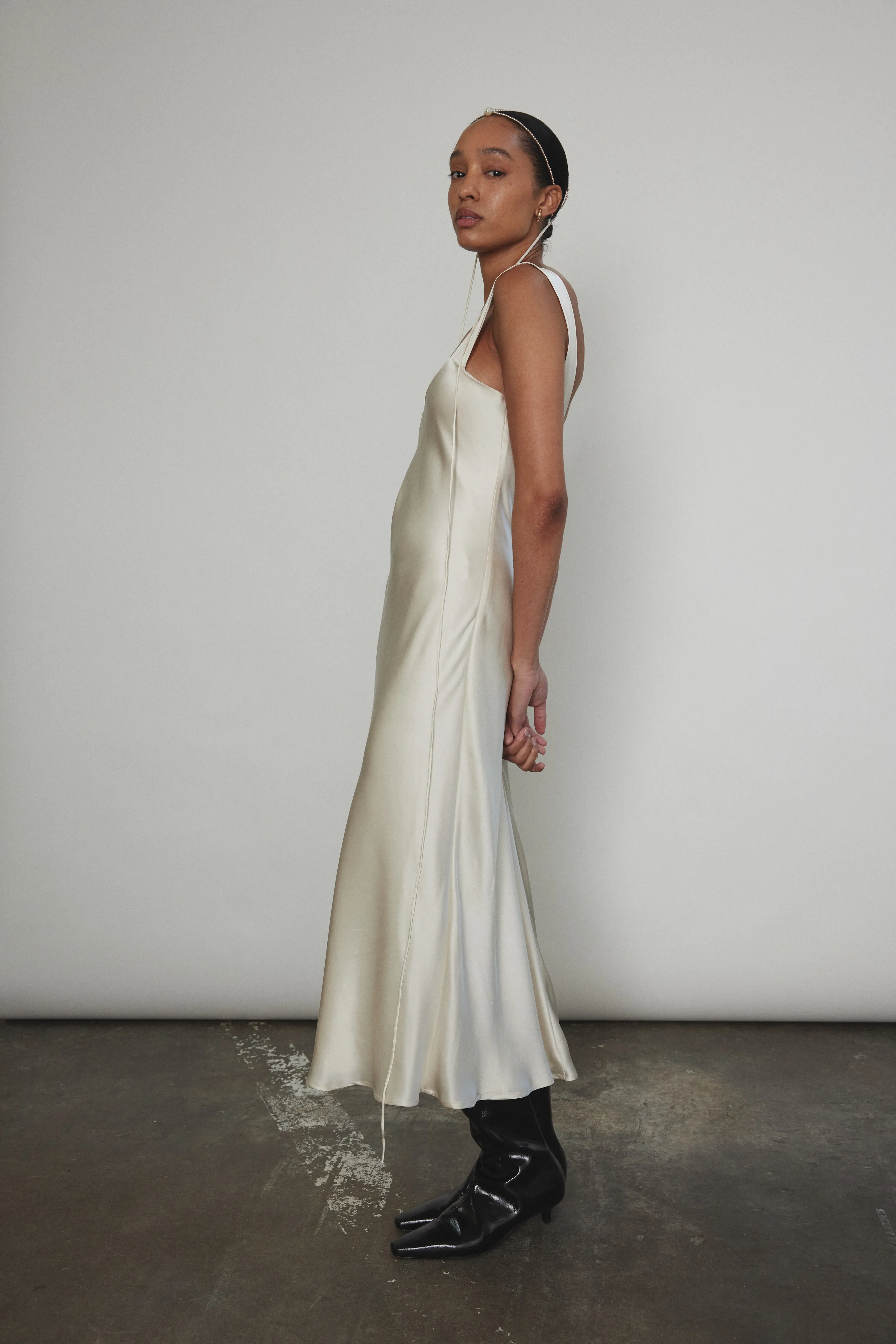 Lisette Midi Slip Dress - Ivory sold by Kamperett product image thumbnail 2
