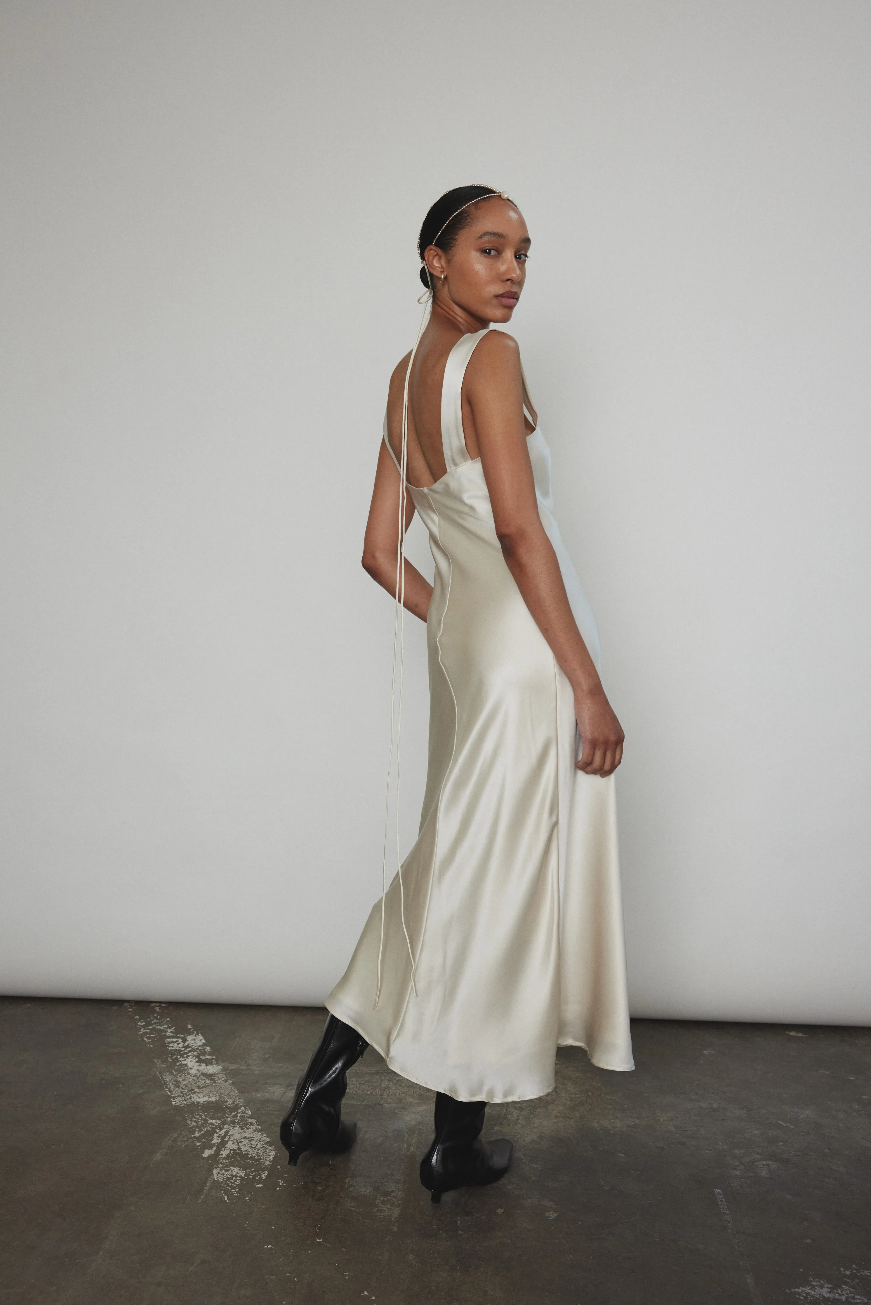 Lisette Midi Slip Dress - Ivory sold by Kamperett product image thumbnail 3