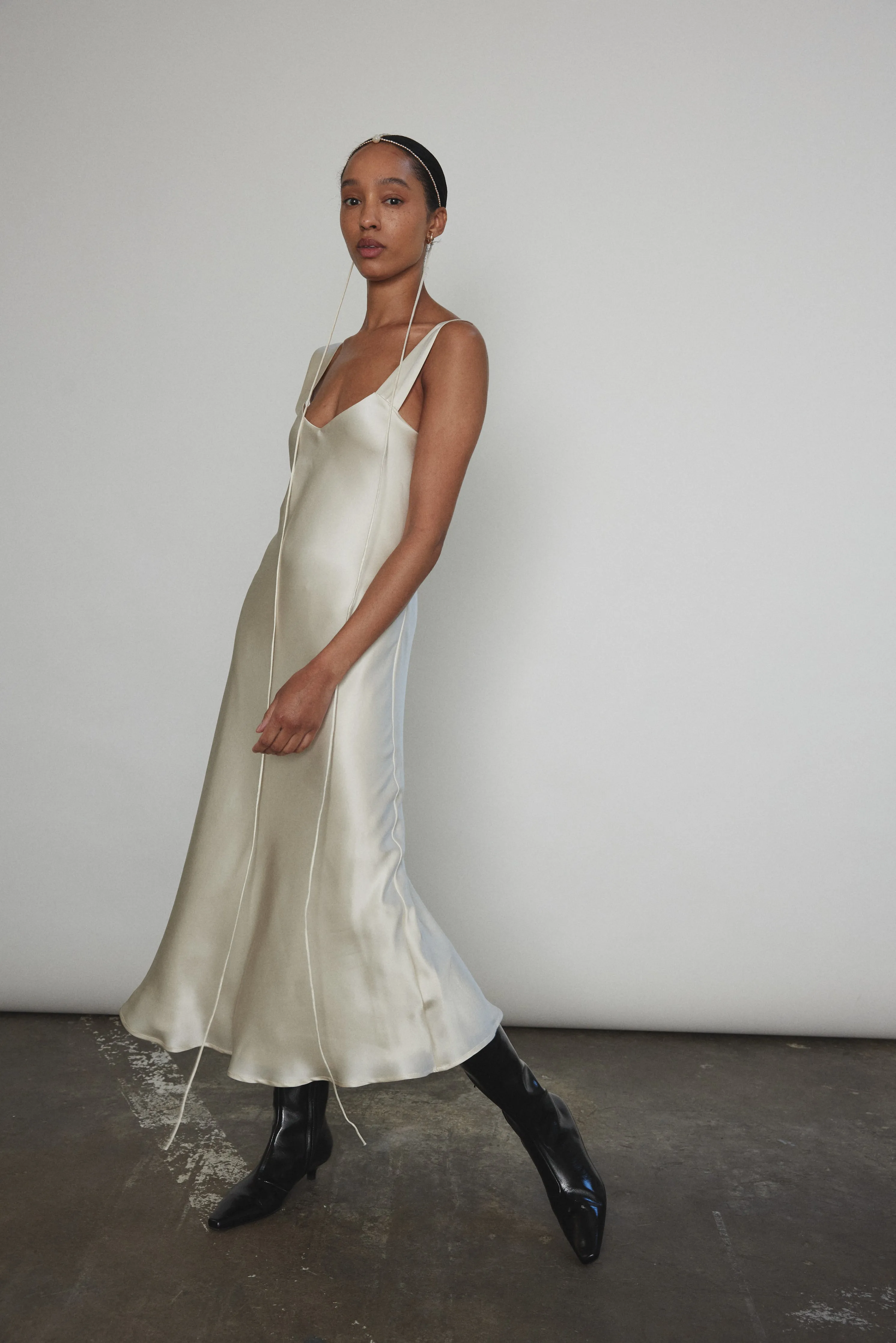 Lisette Midi Slip Dress - Ivory sold by Kamperett product image thumbnail 4