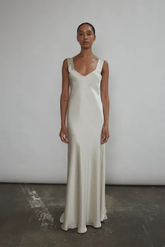 Lisette Maxi Slip Dress - Ivory made by Kamperett
