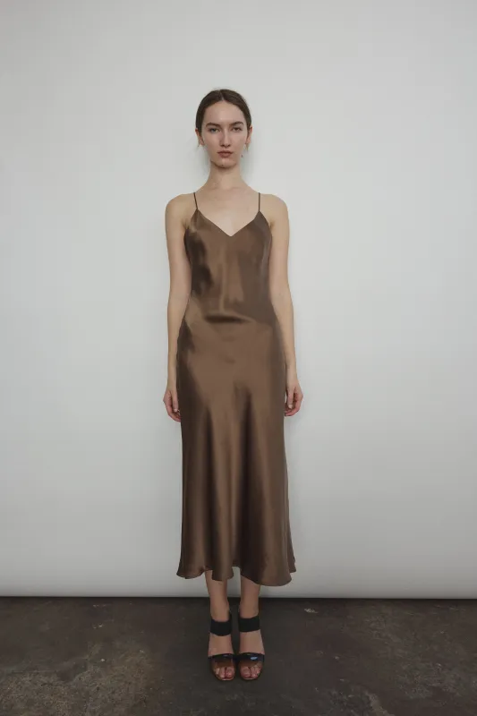 Caroline Midi Slip Dress - Mushroom made by Kamperett