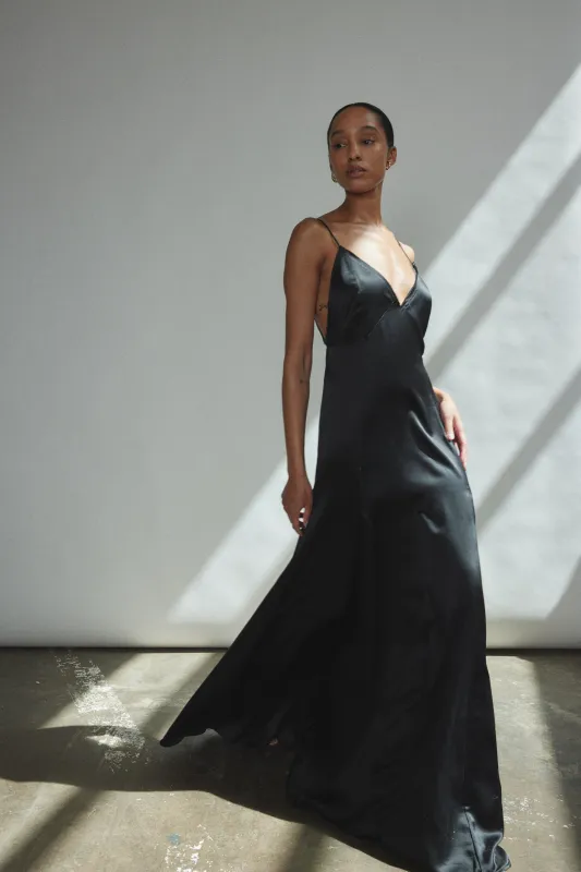 Simone Slip Dress - Black made by Kamperett